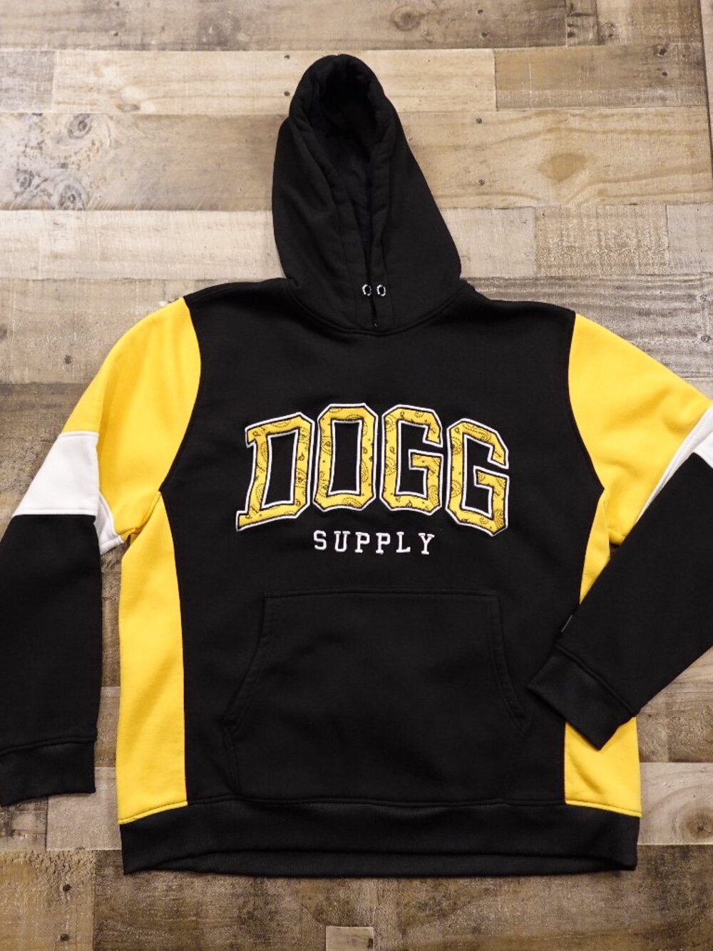Dogg Supply By Snoop Dogg‎ Colorblock Hoodie Men’s 2XL Black Yellow Streetwear